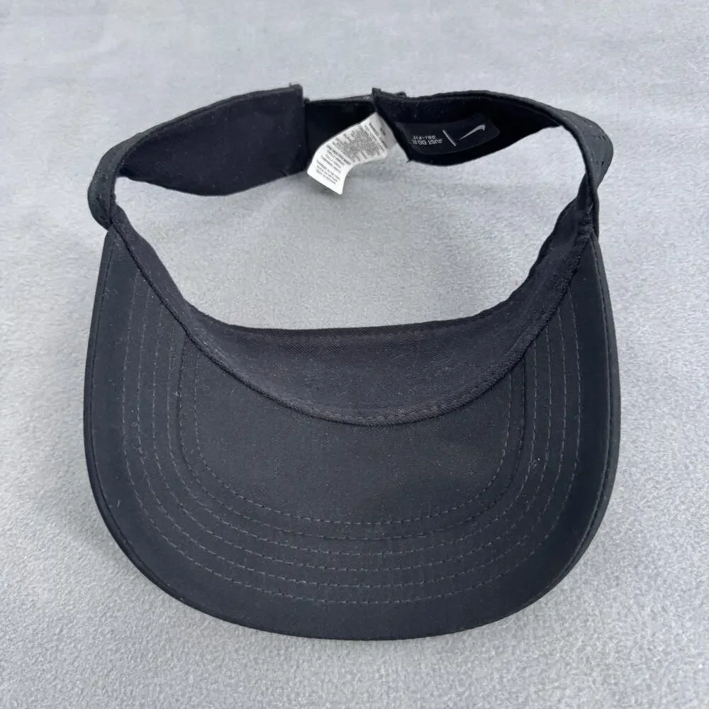 Nike Dri-FIT Sun Visor Adjustable Mens One Size Black Swoosh Running Golf Tennis